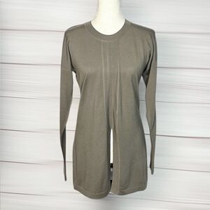 SHIRIN Scotland Cashmere Silk Tunic Long Sweater Gray Lightweight Split Front S